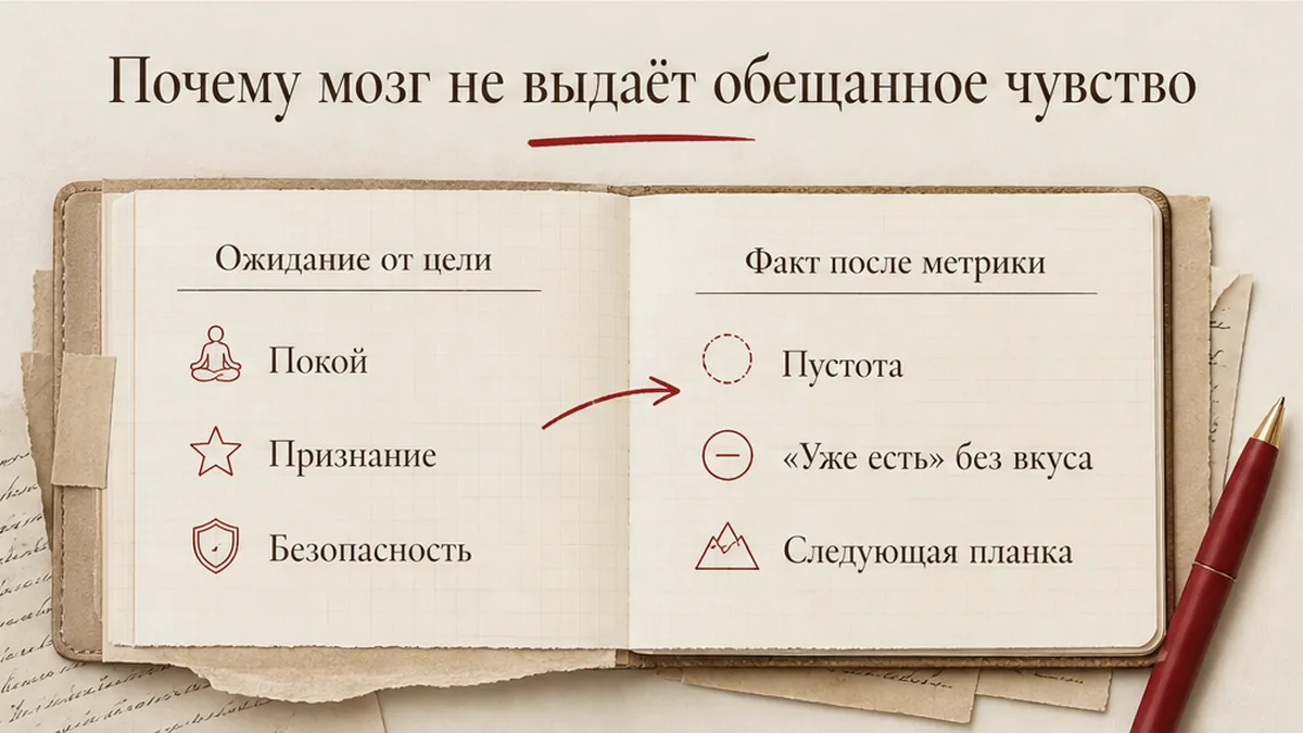 Карточка: проекция чувства от цели и факт после метрики