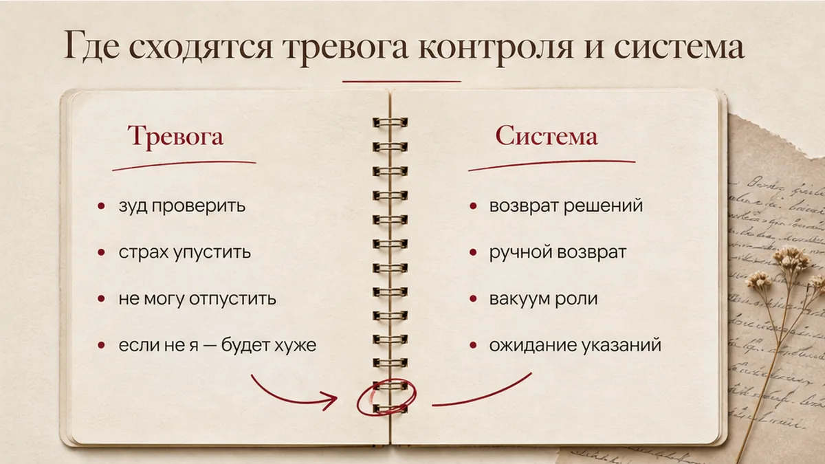 Карточка: тревога контроля собственника и привычка системы возвращать решения